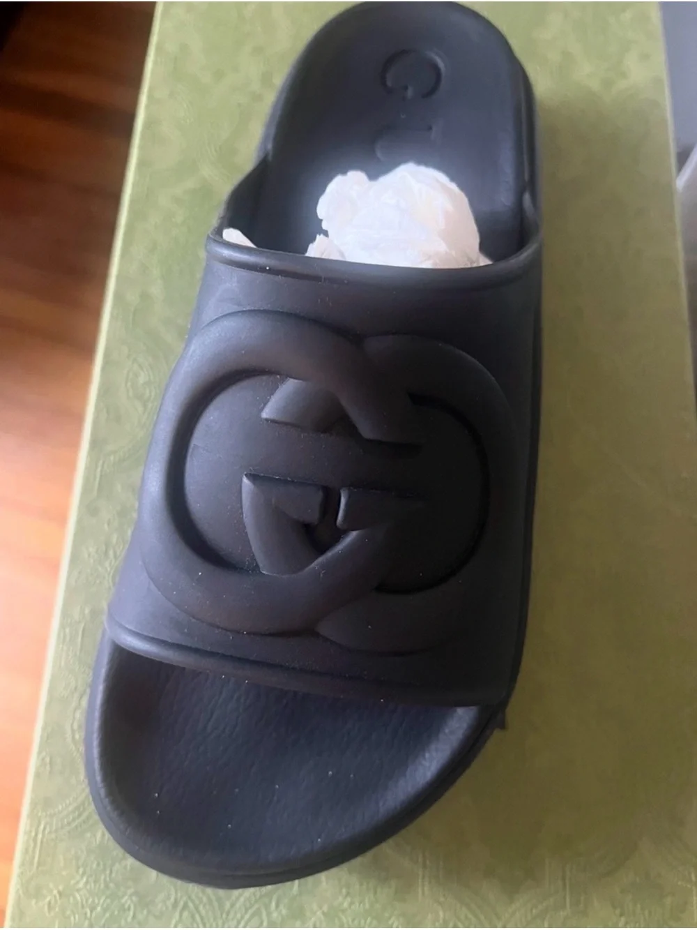 Gucci Black Rubber Interlocking G Slide